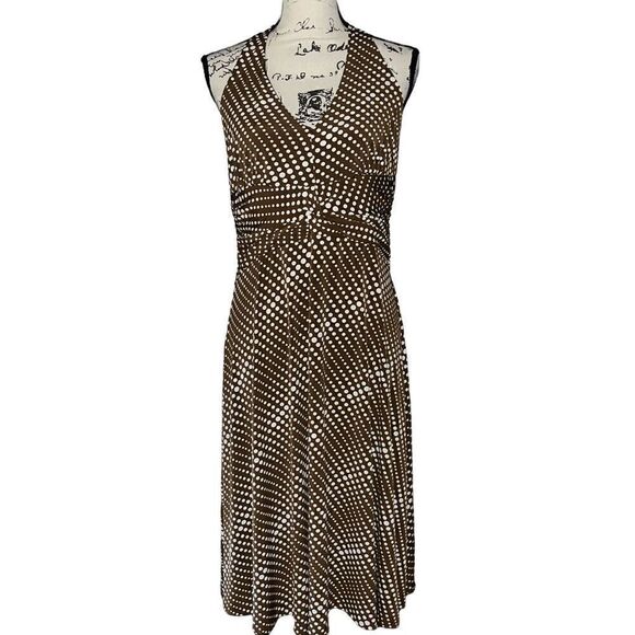 Sushi Flower brown white polka halter dress large - Picture 6 of 10